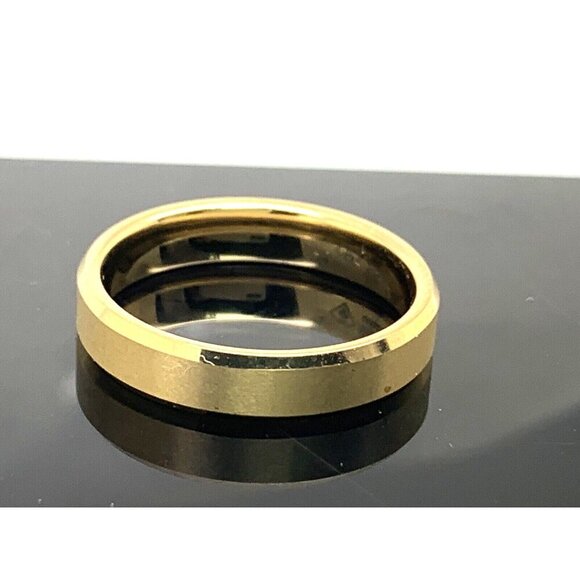 Men's Wedding Band Gold Tone Tungsten 5mm Ring Size 11 - Picture 2 of 14